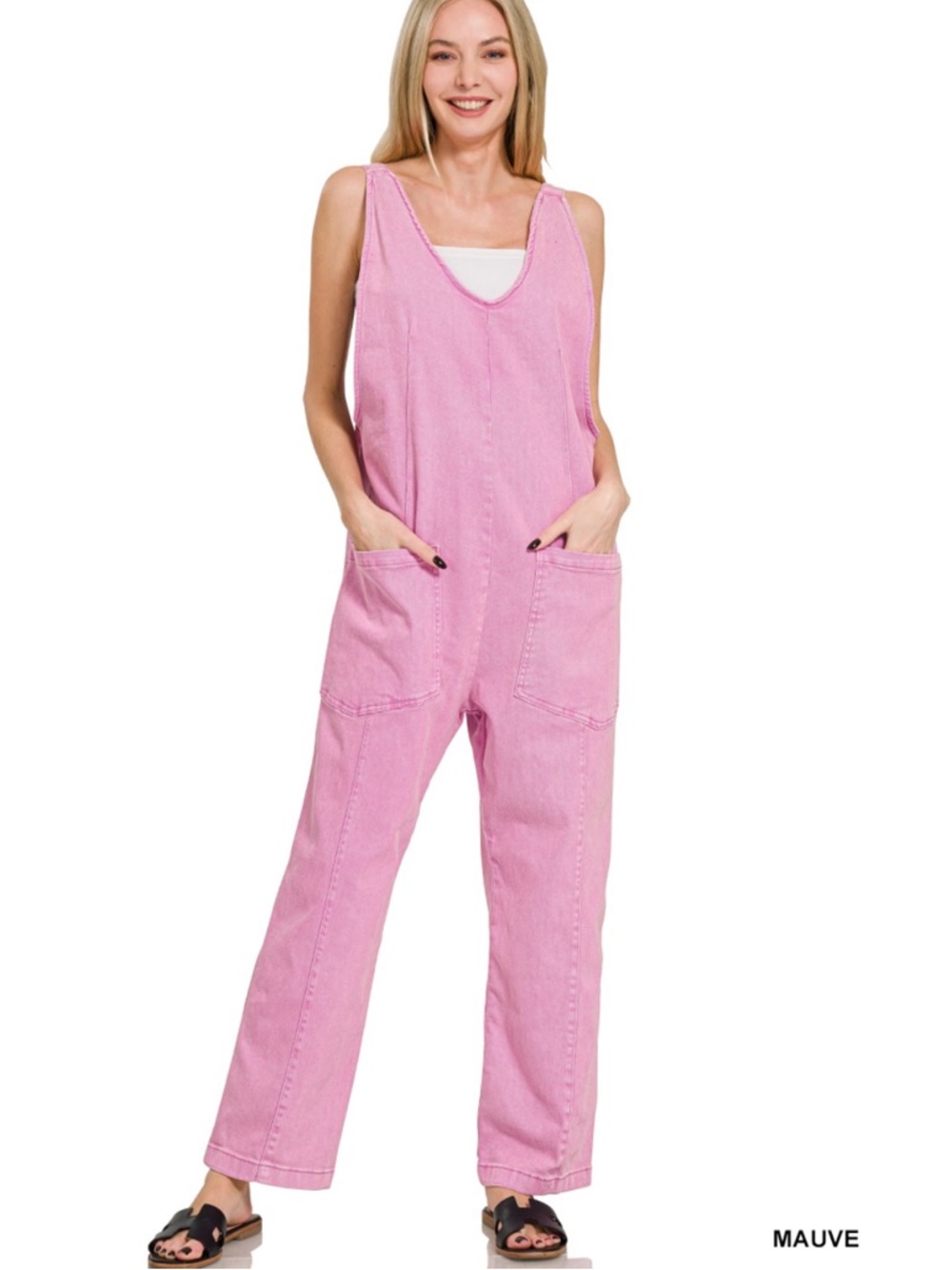Zenana medium NWT Women’s Mauve Denim Overalls - Relaxed Fit